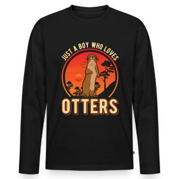 Loutre Jeune Loutre de mer - T-shirt manches longues Premium bio Homme - noir - Devant - Nico (187cm)
