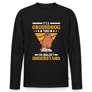 Murmeltier Ding Groundhog Day Marmot - Men's Premium Organic Long Sleeve Shirt - black - Front - Nico (187cm)