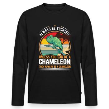 Chameleon Gift Chameleon - Men's Premium Organic Long Sleeve Shirt - black - Front - Nico (187cm)