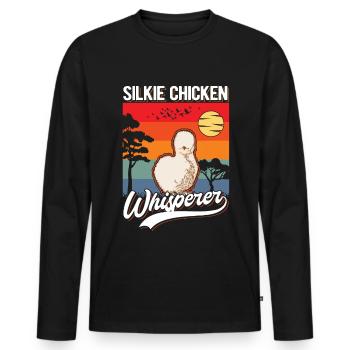 Seidenhuhn Flüsterer Silkie Chicken Whisperer - Männer Premium Bio Langarmshirt - Schwarz - Vorne - Nico (187cm)