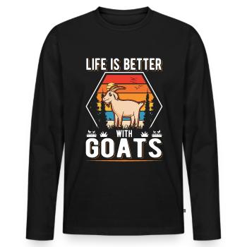 La vie est meilleure avec goats Ziegen Ziegenwirt - T-shirt manches longues Premium bio Homme - noir - Devant - Nico (187cm)