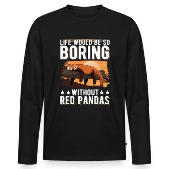 Panda Rouge Cadeau Panda Rouge - T-shirt manches longues Premium bio Homme - noir - Devant - Nico (187cm)