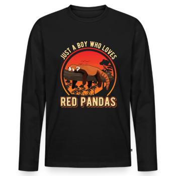 Panda roux Garçon Panda rouge - T-shirt manches longues Premium bio Homme - noir - Devant - Nico (187cm)