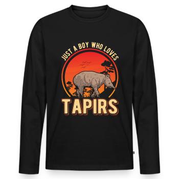 Just a Boy who loves Tapirs - Männer Premium Bio Langarmshirt - Schwarz - Vorne - Nico (187cm)