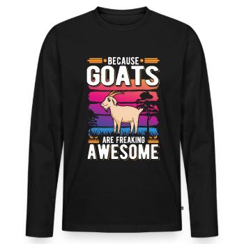 Parce que les chèvres sont des chèvres géniales - T-shirt manches longues Premium bio Homme - noir - Devant - Nico (187cm)