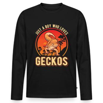 Gecko Junge Leopardengecko - Männer Premium Bio Langarmshirt - Schwarz - Vorne - Nico (187cm)