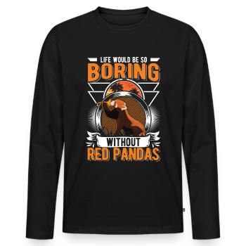 Panda Rouge Cadeau Panda Rouge - T-shirt manches longues Premium bio Homme - noir - Devant - Nico (187cm)