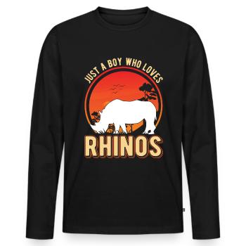 Just a Boy who loves Rhinos Nashorn - Männer Premium Bio Langarmshirt - Schwarz - Vorne - Nico (187cm)