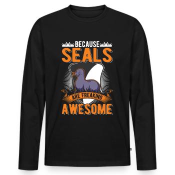 Because Seal are freaking awesome Robbe - Men's Premium Organic Long Sleeve Shirt - black - Front - Nico (187cm)
