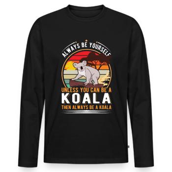 Koala Koala Ours - T-shirt manches longues Premium bio Homme - noir - Devant - Nico (187cm)