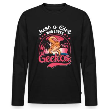 Gecko Mädchen Leopardengecko - Männer Premium Bio Langarmshirt - Schwarz - Vorne - Nico (187cm)