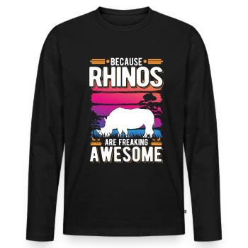 Because Rhinos are freaking awesome Nashorn - Männer Premium Bio Langarmshirt - Schwarz - Vorne - Nico (187cm)