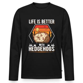 La vie est meilleure avec Hedgehogs Hedgehog - T-shirt manches longues Premium bio Homme - noir - Devant - Nico (187cm)