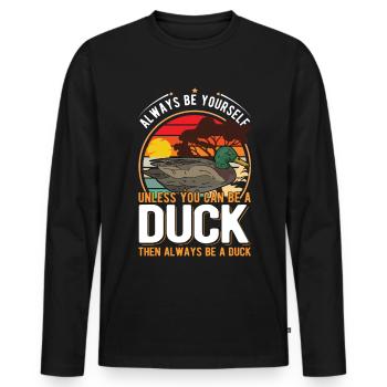 Canard Cadeau Éleveur de Canard - T-shirt manches longues Premium bio Homme - noir - Devant - Nico (187cm)