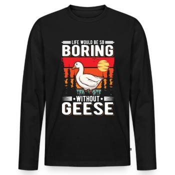Oies Cadeau Oie Éleveur Oie Oie - T-shirt manches longues Premium bio Homme - noir - Devant - Nico (187cm)