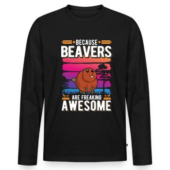 Because Beavers are freaking awesome Biber - Männer Premium Bio Langarmshirt - Schwarz - Vorne - Nico (187cm)