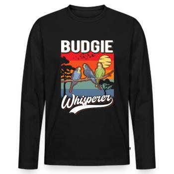 Budgerigar Whisperer Perruche Whisperer Welli - T-shirt manches longues Premium bio Homme - noir - Devant - Nico (187cm)