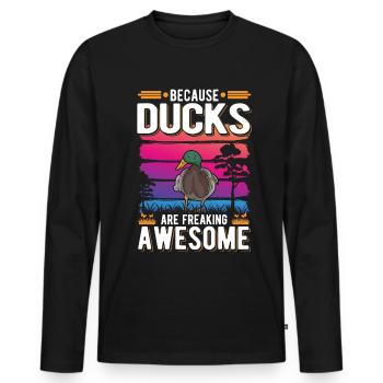 Canard Cadeau Éleveur de Canard - T-shirt manches longues Premium bio Homme - noir - Devant - Nico (187cm)