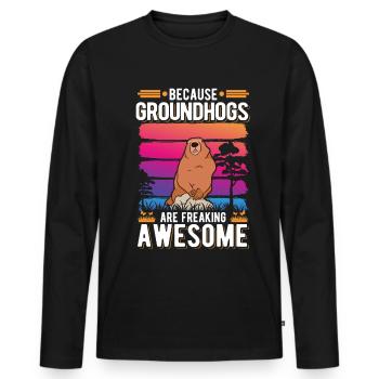 Murmeltier Marmot Waldmurmeltier - Männer Premium Bio Langarmshirt - Schwarz - Vorne - Nico (187cm)