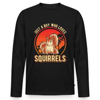 Écureuil Garçon Écureuil Écureuil gris - T-shirt manches longues Premium bio Homme - noir - Devant - Nico (187cm)