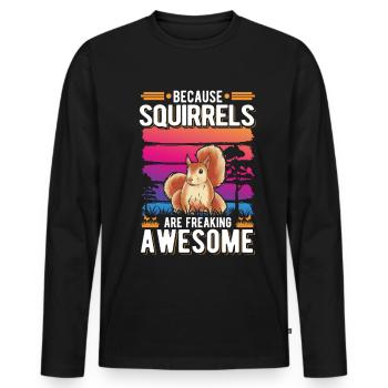 Cadeau Écureuil Écureuil Gris Écureuil - T-shirt manches longues Premium bio Homme - noir - Devant - Nico (187cm)