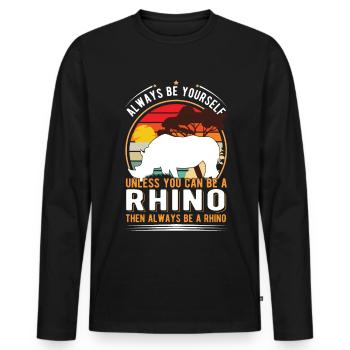 Nashorn Geschenk Rhino - Männer Premium Bio Langarmshirt - Schwarz - Vorne - Nico (187cm)