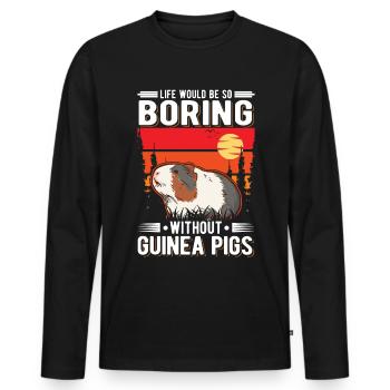Cochon d’Inde Cadeau Cochon d’Inde - T-shirt manches longues Premium bio Homme - noir - Devant - Nico (187cm)
