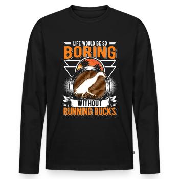 Running Gift Running Duck Bouteille Canard - T-shirt manches longues Premium bio Homme - noir - Devant - Nico (187cm)