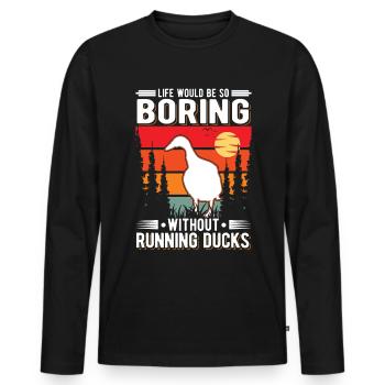 Running Gift Running Duck Bouteille Canard - T-shirt manches longues Premium bio Homme - noir - Devant - Nico (187cm)