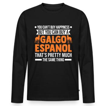 Galgo Espanol Happiness Spanish Greyhound - Men's Premium Organic Long Sleeve Shirt - black - Front - Nico (187cm)