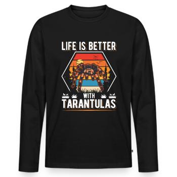 Life is better with Tarantulas Tarantel - Männer Premium Bio Langarmshirt - Schwarz - Vorne - Nico (187cm)