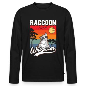 Waschbär Flüsterer Raccoon Whisperer - T-shirt manches longues Premium bio Homme - noir - Devant - Nico (187cm)