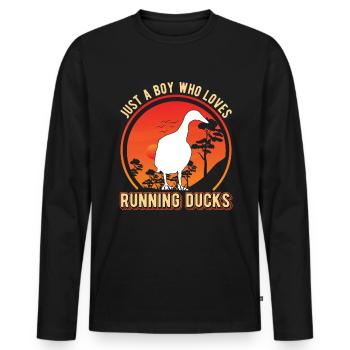 Indian Running Young Bottle Duck - Men's Premium Organic Long Sleeve Shirt - black - Front - Nico (187cm)