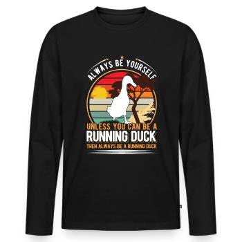 Indien Running Gift Runner Canard - T-shirt manches longues Premium bio Homme - noir - Devant - Nico (187cm)