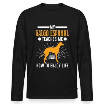 Galgo Espanol Gift Spanish Greyhound - Men's Premium Organic Long Sleeve Shirt - black - Front - Nico (187cm)