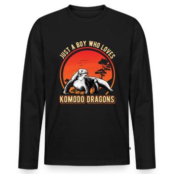 Komodowaran Mädchen Komodo Dragon Waran - Männer Premium Bio Langarmshirt - Schwarz - Vorne - Nico (187cm)