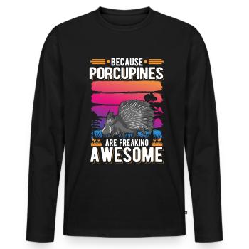 Porcupine Gift Porcupine - Men's Premium Organic Long Sleeve Shirt - black - Front - Nico (187cm)