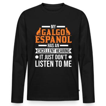 Galgo Espanol Cadeau Lévrier Espagnol - T-shirt manches longues Premium bio Homme - noir - Devant - Nico (187cm)
