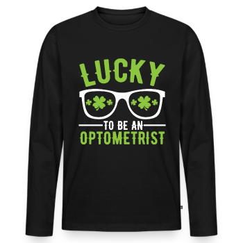 Lucky to be an Optometrist Augenoptiker Optiker - Männer Premium Bio Langarmshirt - Schwarz - Vorne - Nico (187cm)