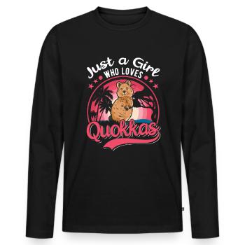 Quokka Girl Kangourou à queue courte - T-shirt manches longues Premium bio Homme - noir - Devant - Nico (187cm)