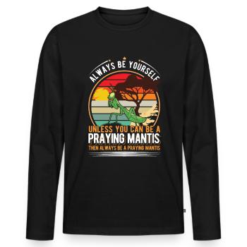 Praying Mantis Gottesanbeterin - Men's Premium Organic Long Sleeve Shirt - black - Front - Nico (187cm)