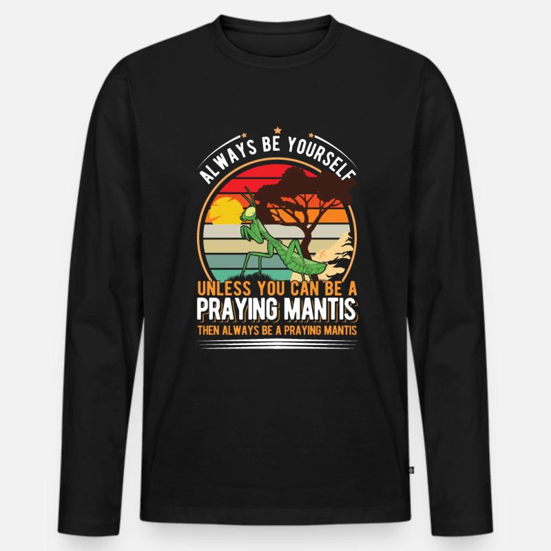 Praying Mantis Gottesanbeterin - Männer Premium Bio Langarmshirt - Schwarz