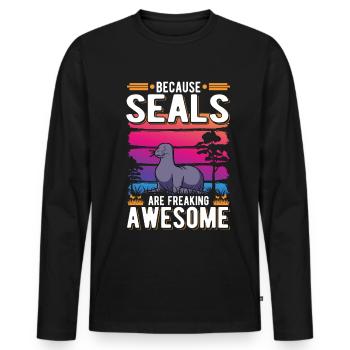 Because Seal are freaking awesome Robbe - Men's Premium Organic Long Sleeve Shirt - black - Front - Nico (187cm)