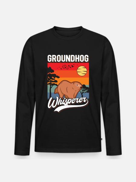 Murmeltier Flüsterer Marmotte Chuchoteur - T-shirt manches longues Premium bio Homme - noir