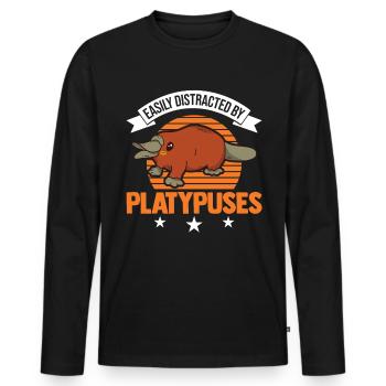 Easily distracted by Platypuses Schnabeltier - Men's Premium Organic Long Sleeve Shirt - black - Front - Nico (187cm)