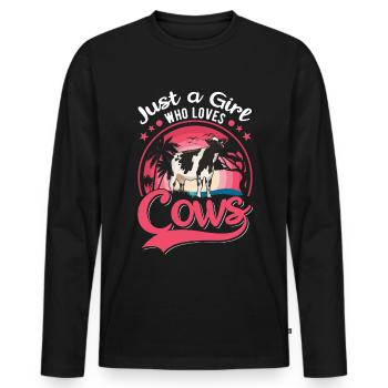 Cow Girls Cattle Cows Cattle Breeder - Men's Premium Organic Long Sleeve Shirt - black - Front - Nico (187cm)