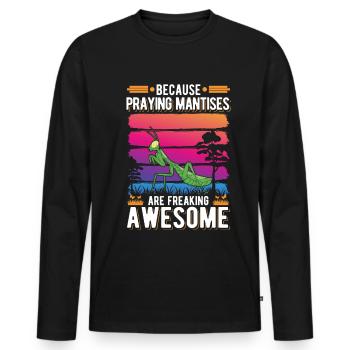 Because Praying Mantises are freaking awesome - Männer Premium Bio Langarmshirt - Schwarz - Vorne - Nico (187cm)