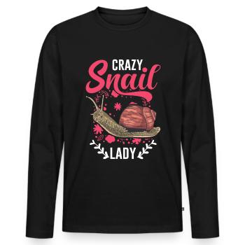 Crazy Snail lady Snails Fille - T-shirt manches longues Premium bio Homme - noir - Devant - Nico (187cm)