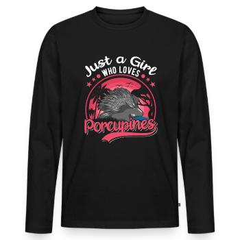 Porcupine Girl Porcupine - Men's Premium Organic Long Sleeve Shirt - black - Front - Nico (187cm)