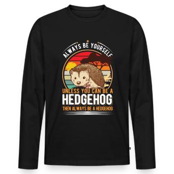 Igel Geschenk Hedgehog - Männer Premium Bio Langarmshirt - Schwarz - Vorne - Nico (187cm)